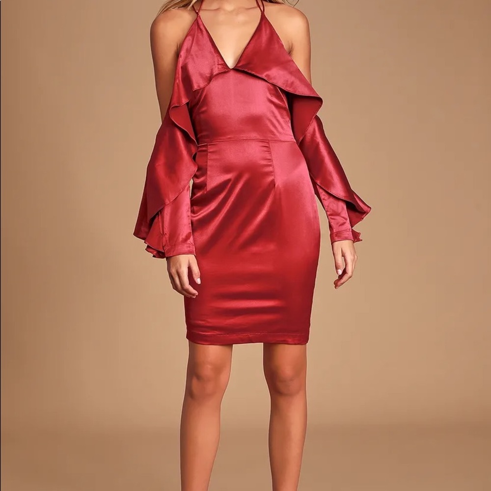 Lulu’s Thrill of the Night Red Satin Mini Dress
